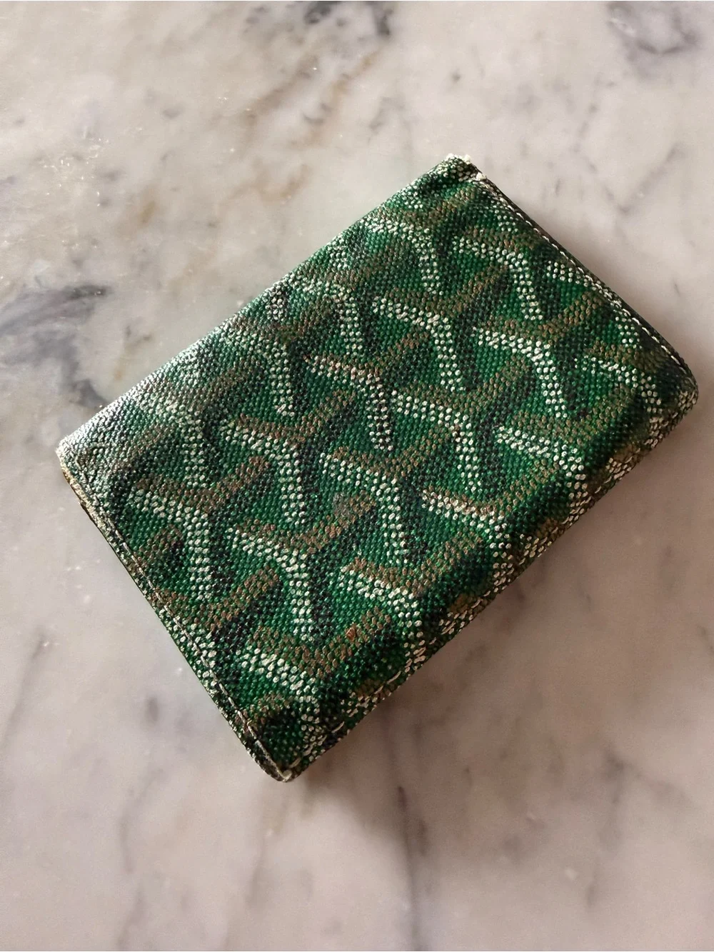 Goyard Green and Brown Goyardine Card Sleeve